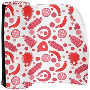 Potlood Case Pen Tas Houder met Rits Coin Organizer Tassen Make-up Cosmetische Pouch voor Vrouwen Tiener Meisjes Jongens Kinderen, Schattig Vlees Patroon