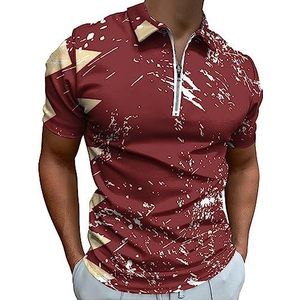 Qatar retro vlag poloshirt voor heren casual shirts met ritssluiting T-shirts golftops slim fit