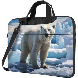 Polar Bear Ice Laptoptas voor Vrouwen Mannen 15,6 inch Computer Sleeve Zakelijke Reizen Aktetas Messenger Bag, Zwart, 15,6 inch