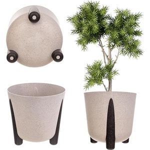 KADAX Plantenpot met binneninzetstuk, bloempot van kunststof, ronde plantenpot, decoratieve bloempot voor binnen en buiten (wit, 26 cm)
