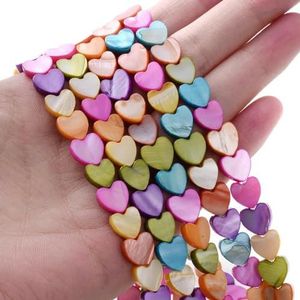 Natuurlijke witte liefde hart schelp kraal zoetwater parelmoer losse spacer kraal voor sieraden maken DIY armband ketting 6-12 mm-gemengde kleur-6 mm