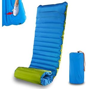 Camping Slaapmat Zelfopblazende Campingmat Voetpers Opblaasbare Mat Ultralichte Opblaasbare Slaapmat Waterdicht Matras 10 CM Verdikte Dubbele Slaapmat (Blauw)