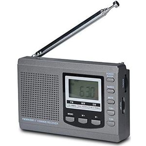 Songway Full Band AM/FM/SW DSP radio stereo luidspreker LCD display wekker slaap timer Pocket Radio digitale demodulatie beste ontvangst met telescopische antenne (grijs)