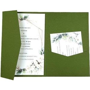 Bruiloft uitnodigingskaarten 50 Rose Laser Cut Tri-fold bruiloft uitnodiging kaarten kit zak uitnodiging envelop (kleur: mat olijfgroen, maat: blanco set)