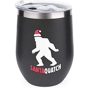 Grappige Kerstman Bigfoot Sasquatch Herbruikbare Koffiekopjes Roestvrij Staal Geïsoleerde Reismok Dubbelwandige Wijnbeker Zwart-Stijl