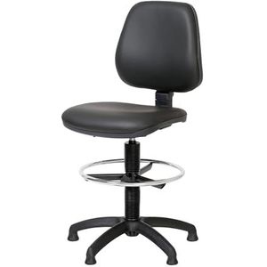 Topsit Office & More IND211 Draaibare werkstoel, bekleed en met kunstleer overtrokken, in hoogte verstelbaar en onderhoudsvriendelijk, verchroomde voetring, stabiel onderstel en poten