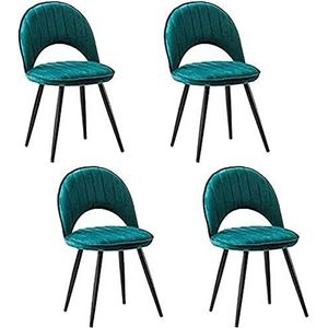 GEIRONV Woonkamer Side Stoel,Lounge Teller Stoelen Fluwelen Eetkamerstoel Set van 4,Zacht Gevoerde Rugleuningen Metalen Poten Eetstoelen (Color : Green, Size : 81 * 51 * 48cm)