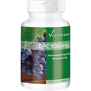 OPC-druivenpitextract met vitamine C 900mg - 180 tabletten - Hoge dosering, veganistisch en gemaakt in Duitsland | Vitamintrend®