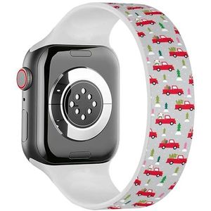 Solo Loop Band Compatibel met All Series Apple Watch 38/40/41mm (Kerst Rode Vrachtwagen) Elastische Siliconen Band Strap Accessoire, Siliconen, Geen edelsteen