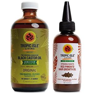 Tropic Isle Living Jamaicaanse Black Castor Oil 8oz & Sterke Roots Red Pimento Haargroeiolie 4oz SET van Tropic Isle Living