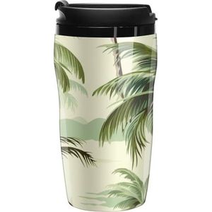 Palmboom Groen Gedrukt Koffie Mokken Geïsoleerde Reizen Mok Herbruikbare Water Cup met Deksel voor Thuis Outdoor 9oz /12oz