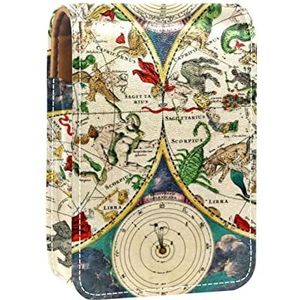 Gepersonaliseerde Lipstick Case Draagbare Make-up Tas Cosmetische Pouch Lippenstift Houder Make-up Organizer Eeuw Kaart Mythologische Wezens, Meerkleurig, 9.5x2x7 cm/3.7x0.8x2.7 in