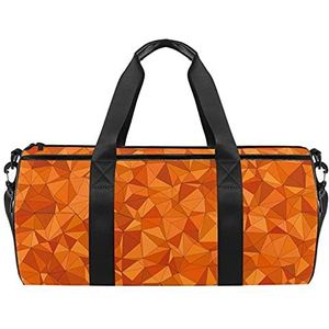 Reizen Strandtassen, Grote Sport Gym Overnacht Duffle Driehoek Achtergrond Abstracte Oranje Print Schoudertas met Droge Natte Pocket