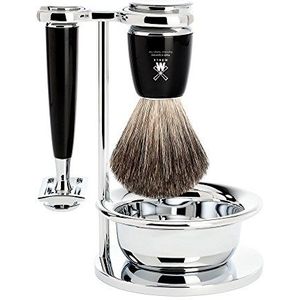 MÜHLE - Rytmo - Scheerset - Handgreep van Zwart Edelhars en Metalen Accenten