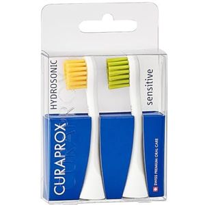 Curaprox Hydrosonic Opzetborstels Rainbow Sensitive Duo – Voor Zachte Tandvleesverzorging en Dagelijkse Reiniging | Geel/groen, 2-pack | Compatibel Met Alle Curaprox Sonic-modellen