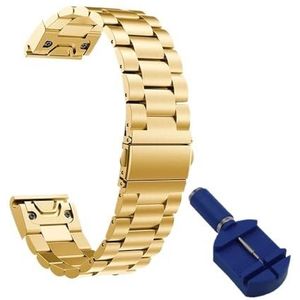 Fit for Garmin Fenix ​​7X7 7S 6 6S 6X Pro 5X5 5S Plus Epix 2 MK2 Roestvrij Stalen Armband QuickFit 20/22/26mm Metalen Horloge Band Strap (Color : Gold 1, Size : 26mm MK1 MK2 MK2i)