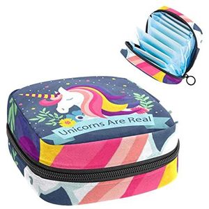 Periode Pouch Draagbare Tampon Opbergtas,Tampon Houder voor Portemonnee Vrouwelijke Product Organizer,Eenhoorn Elementos Florais, Meerkleurig, 4.7x6.6x6.6 in/12x17x17 cm