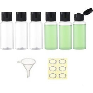 Apstaqeoo 6 stuks 50 ml plastic reisflessen met flip-dop lege knijpflessen hervulbare reiscontainer met trechter en label TSA goedgekeurd voor vloeistoffen, lotion, toiletartikelen, cosmetica