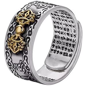 Antyfron 1 stks Feng Shui Bixie Ring voor Mannen Vrouwen Feng Shui Ring Boeddha Ring Verstelbare Open Ringen Gouden Zilver