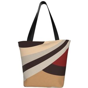 BeNtli Schoudertas, canvas draagtas grote tas vrouwen casual handtas herbruikbare boodschappentassen, rood beige bruin modern ontwerp, zoals afgebeeld, Eén maat