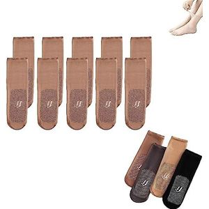 Onzichtbare Slipvrije Sokken Van Kristalzijde, Zomer Zachte Zijde Sheer Tulle Enkelsokken Voor Vrouwen(10pairs(coffee))