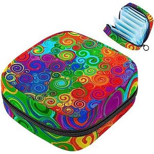 MUOOUM Maandverband Opbergtas, Regenboog Swirl Art Patroon Menstruatie Cup Pouch, Draagbare Maandverband Pads Opbergzakken Vrouwelijke Menstruatie Eerste Menstruatie Tas voor Tiener Meisjes Vrouwen