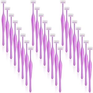 CustomyLife 24 Pack Wenkbrauw Trimmer Scheermes, Roestvrij Staal Gezicht Scheerapparaat Eye Brow Shapers Paars Precisie Gezichtshaar Verwijdering Tool voor Make-up Vrouwen Mannen