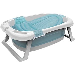 Draagbaar opvouwbaar bad Kinderen zwembad, groot bad Anti-glad voor pasgeboren tot peuter babybadje met slimme temperatuursensor(Color:Grijs blauw)