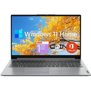 Lenovo IdeaPad 1 studentenlaptop, 15,6 inch FHD-scherm, Intel Dual Core-processor, 20 GB RAM, 1 TB SSD + 128 GB eMMC, 1 jaar Office 365, Wi-Fi 6, webcam, Bluetooth, SD-kaartlezer, Windows 11 Home,