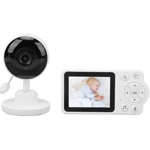 Video-babyfoon, 2,8''-display, 4x Zoom-babyfoon met Camera en Audio, Borstvoedingsherinnering, Slaapliedjes, Temperatuursensor, Nachtzicht en Tweeweg-praat-reismonitor (EU-stekker)