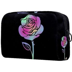 Neon Rose Travel Cosmetische Tas voor Vrouwen en Meisjes, Kleine Make-up Tas Rits Pouch Toilettas Organizer, Veelkleurig #06, 18.5x7.5x13cm/7.3x3x5.1in, Modieus