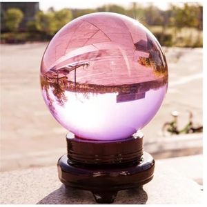 Tuin Suncatchers 1 stks Roze 70mm Hout Base Crystal Ball Sphere Stone Decor Handgemaakte Hanger Kettingen