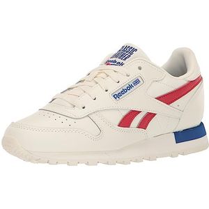 Reebok Classic Leather Sneaker, Chalk/Vector Red/Vector Blue, 4.5 US Unisex Little Kid