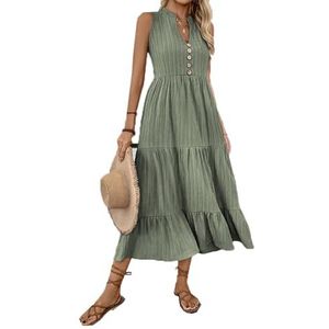 yk8fass Jurk met staande kraag ak-7226, Groen, S