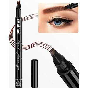 iMethod Wenkbrauwstift met microblading wenkbrauwstift met micro-vorkpunt-applicator, roodbruin