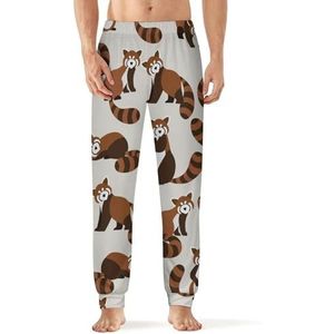 Leuke Rode Panda Heren Pyjama Broek Zachte Lounge Bottoms Met Pocket Slaap Broek Loungewear