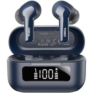 TOZO NC3 Hybride Actieve Ruisonderdrukking Draadloze Bluetooth 5.3 Earbuds 6 Mics ENC Clear Call 55H speeltijd 32 vooraf ingestelde EQ's via APP IPX8 Waterdichte in-ear hoofdtelefoon met LED-display