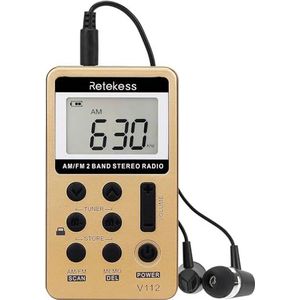 Retekess - V112 - Draagbare Radio - Goud - FM AM - Oplaadbare Batterij