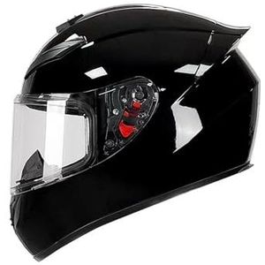 Full Face Motorhelm met Dubbele Achtervleugels DOT Gecertificeerd - Lichtgewicht en Duurzame Volwassen Motorfiets Straat Fietshelm (M)(Bright black,XX-Large)