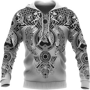 Novel Noordse Keltische Draak herenhoodie, 3D-geprinte straatsweatshirts voor Harajuku-koppels, Geweldig cadeau voor fans van heidense mythologie.