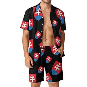Slowakije Herenjas, Hawaiiaanse bijpassende set, 2-delige outfits, overhemden en shorts met knopen voor strandvakantie