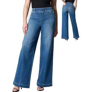 Rekbare jeans met wijde pijpen - Stretchy jeans met hoge taille en wijde pijpen voor dames | Damesmode voor feest, strand, thuis, werken, vakantie, daten