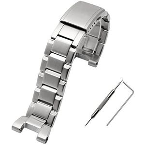 Roestvrijstalen horlogeband for Casio for G-Shock horlogeband for GST-210 for GST-W300 for GST-400G for GST-B100 for S100D for S110D for W110 metalen horlogeband (Color : Silver, Size : 26mm)