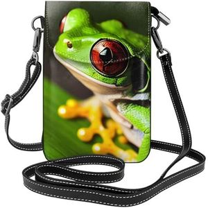 Tree Frog Baby stijlvolle lederen crossbody flip case, vrouwen ruime telefoon tas, mobiele telefoon case tas