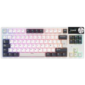 QPSJXN Draadloos Bluetooth USB-mechanisch toetsenbord, 75 procent RGB, hot swappbaar, compatibel met RK S85, 2,4 g afdichtingsdesign (White Night Spaans)