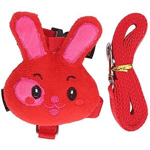 Kleine huisdier konijn fancy riem, konijnen riem harnas set dubbel veter ontwerp voor buiten voor kleine huisdieren(Red Bunny, M)