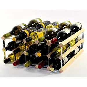 Cranville wine racks Dubbele diepte 30 flessen grenenhout en verzinkt metaal wijnrek gemonteerd