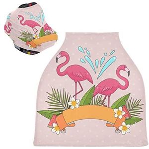 Roze Flamingo Baby Autostoelhoes Luifel Stretchy Nursing Covers Ademend Winddicht Winter Sjaal voor Baby Borstvoeding Jongens Meisjes
