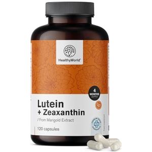 HealthyWorld Luteïne + Zeaxanthine – 120 Plantaardige Capsules – 2 Natuurlijke Carotenoïden – 32 mg Luteïne en 2 mg Zeaxanthine per Dagelijkse Dosis – voor 2–4 Maanden – Ondersteuning van Zicht & Ogen