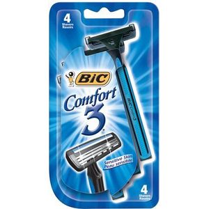 Bic Comfort 3 Razors for Men, Sensitive Skin, 4 Each (Pack of 3)